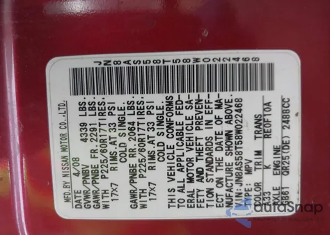 2008 Nissan Rogue S z USA, uszkodzony, nr VIN JN8AS58T58W022468